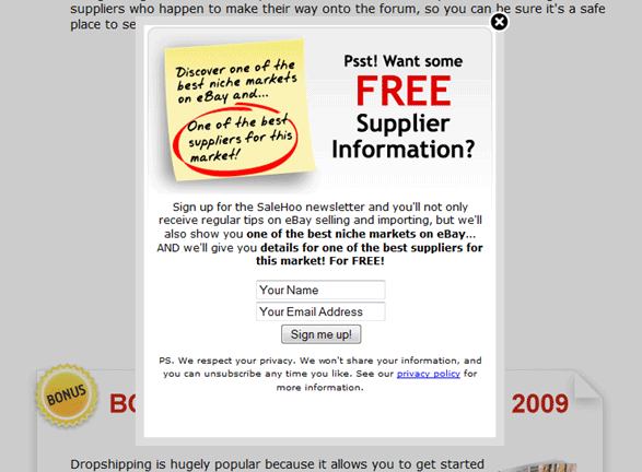 Popup Generator Screenshot